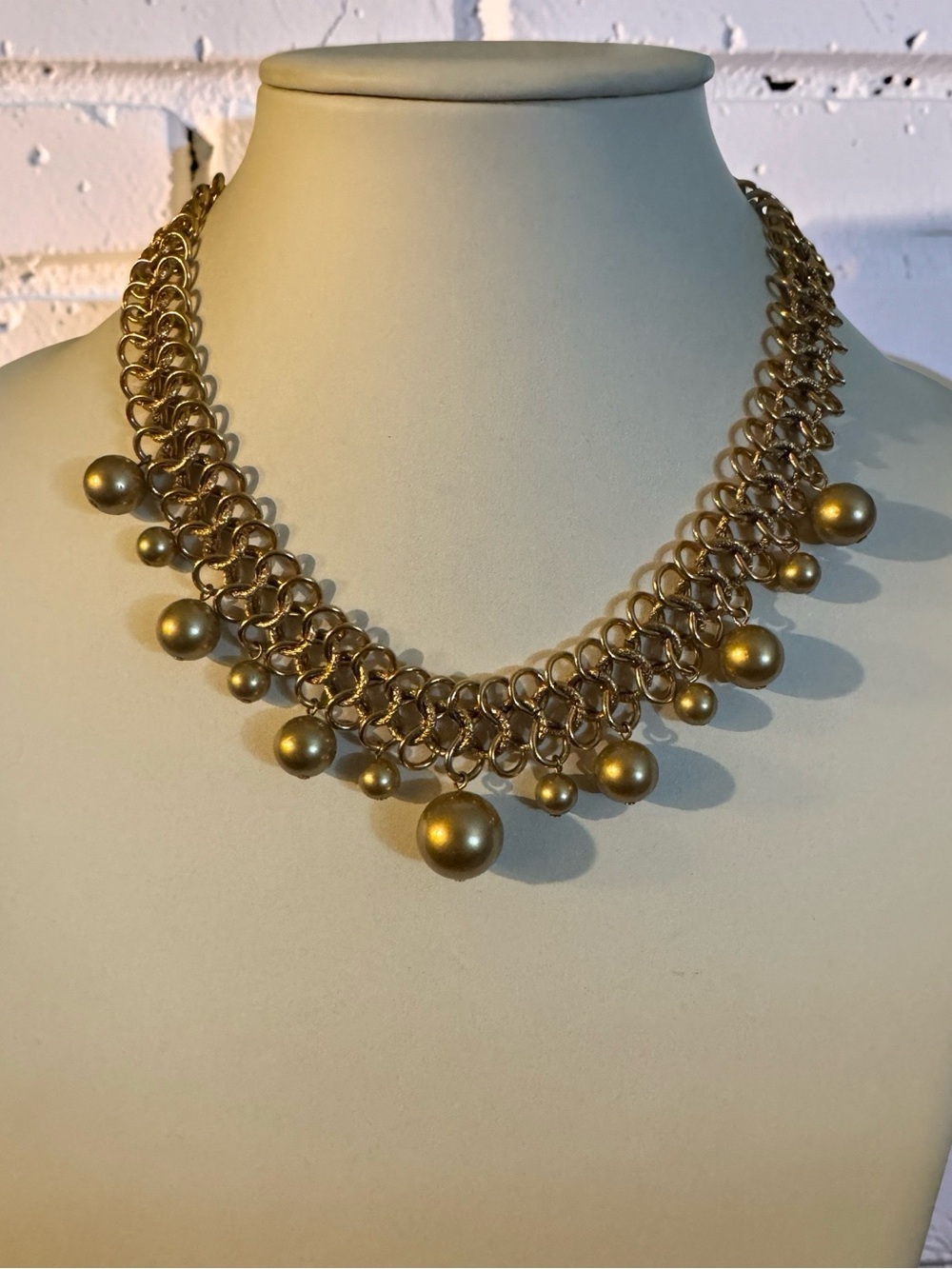 Kenneth Jay Lane Regal Dropped Pearl Collar Necklace
